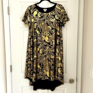 LuLaRoe Elegant Carly Dress Gold and Black Medium